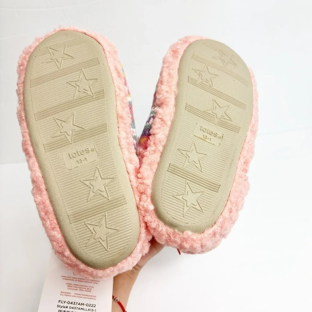 TOTES GIRLS KIDS WARM SOFT LIGHTWEIGHT TODDLER CHILD SLIPPERS SIZE 13 NEW